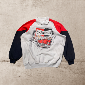 Champion Grey Car Cartoon Crewneck Sweater