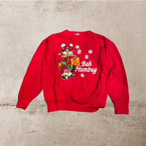 TNT Bah Humbug Scrooge McDuck Vintage Christmas Red 1990 Crewneck Sweater