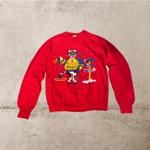 Jerzees Vintage Christmas 1988 Kim Simons Red Moogal Mania Crewneck Made in USA Medium Sweater